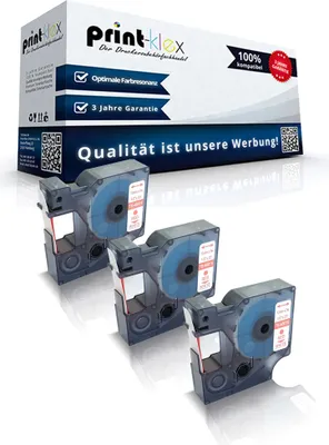 Produktbild von 3x kompatible Schriftbänder für Dymo D1 45015 LabelmanagerPC LabelmanagerPC2 LabelmanagerPnP MobileLabeler Labelpoint100 S0720540 12mmx7m red / white Drucker Etiketten - Easy Plus Serie