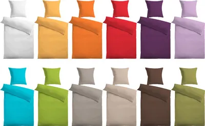 Produktbild von Baumwoll-Satin-Bettwäsche 155 x 220/80 x 80 cm,  Beige 155x220