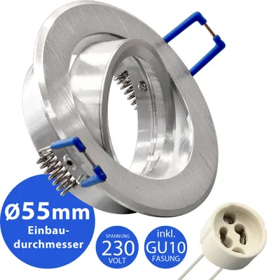 Produktbild von 10 x Eleganter LED Einbaustrahler HMZ-5103-AB Rund in Alu Gebürstet GU10 IP20