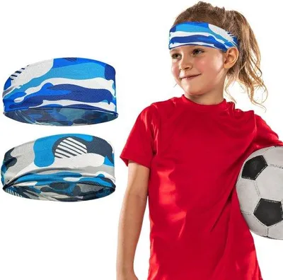 Produktbild von Sport-Haarband für Kinder – 2 Stück – Haarband für Jungen – Elastisch – Feuchtigkeitsabsorbierend – Sport-Haarbande für Basketball und Fußball