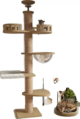 Produktbild von Katzenbaum, mehrstöckige Plattformen, robuste Holzbauweise, schwarz