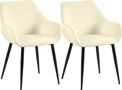 Produktbild von CLP 2er Set Esszimmerstuhl Luena mit Rückenlehne gepolstert bis 150 kg belastbar creme Material Samt