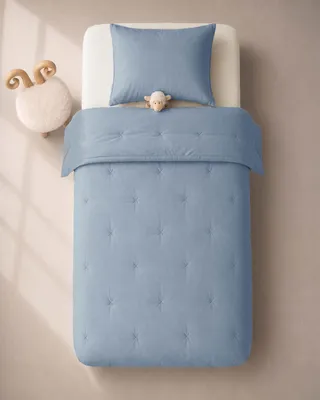 Produktbild von Waschbare Bettdecke HOOMstyle mit Kissenbezug - Kinderbettwäsche - Denim Blau