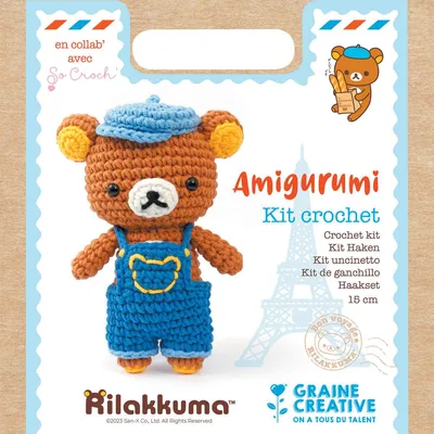 Image de Kit Amigurumi pour confectionner un petit ourson Rilakkuma en crochet