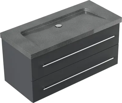 Produktbild von Badmöbel Granit G654 Damo 100 cm ohne Hahnloch SoftClose grafit : Grafit Varianten: Grafit