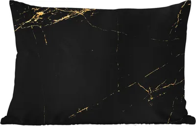 Produktbild von MuchoWow® Outdoor Kissen - Marmoroptik - Luxus - Schwarz - Gold - 60x40 cm - Wetterfest - Lounge Kissen - Zierkissen - Kissen für Innenräume