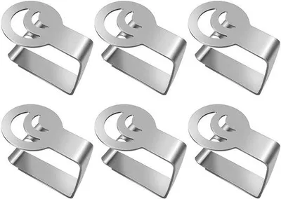 Produktbild von 6 Stücke Tischklebklammern - Edelstahl - Für Außenfest - Silber