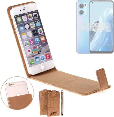 Produktbild von K-S-Trade Handyhülle kompatibel mit Oppo Reno7 5G Kork Hülle Flipstyle Case Schutzhülle Kork Case Hülle Flip cover Klapphülle Klapp, braun 1x
