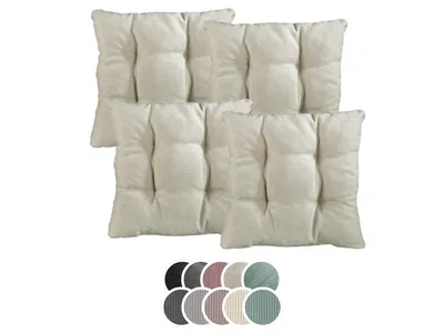 Produktbild von Stuhlkissen 4er Set | Sitzkissen beige 38 x 38 x 6 cm | Für Garten, Küche & Esszimmer | XDREAM