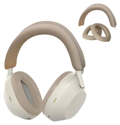 Produktbild von kwmobile Kopfband Abdeckung Ohrpolster Set kompatibel mit Sony WH-1000XM5 - Headband Case - Kopfhörer Ersatz Polster - Schutz in Beige