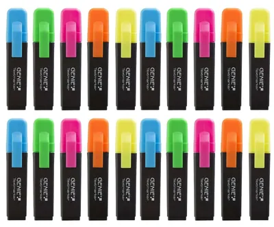 Produktbild von 20x GENIE Textmarker 5 Farben Neon Marker Set Highlighter Stifte Leuchtmarker