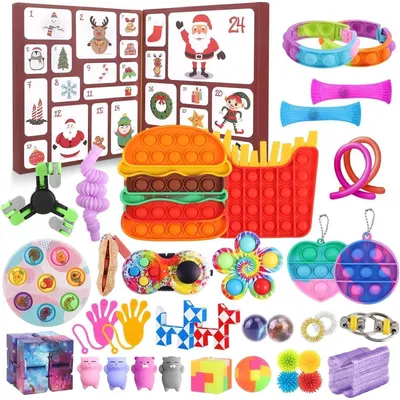 Image de Calendrier de l'Avent 2024 pour jouets anti-stress, idéal pour les enfants, avec 24 pièces sensorielles pour Noël