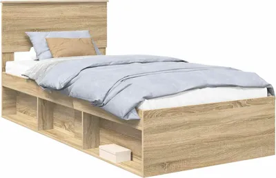 Image de vidaXL Cadre de lit avec tête de lit chêne Sonoma 75 x 190 cm Bois composite