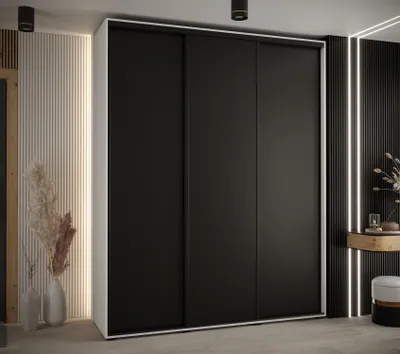Obrázek produktu pro Šatní skříň ASIRI 1 - 190/60 cm, bílá / černá / černá