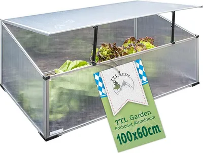 Produktbild von TTL GARDEN Frühbeet Aufsatz 100x60x40cm – Alu & Polycarbonat Mini Gewächshaus für Hochbeete