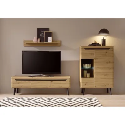 Produktbild von Wohnzimmer Set Wohnwand in Eiche Artisan TIROL-61 inkl. LED-Beleuchtung, B/H/T 270/170/40 cm