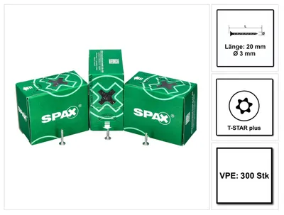 Obrázok produktu pre SPAX® 0151010300203 SPAX® Rückwandschrauben T10 Flachkopf WIROX 0151010300203 3 mm x 20 mm, 300 St.