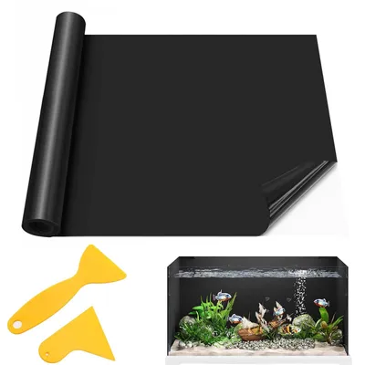 Productafbeelding van Achterwandfolie voor aquarium, 400x45 cm, zelfklevend, mat zwart