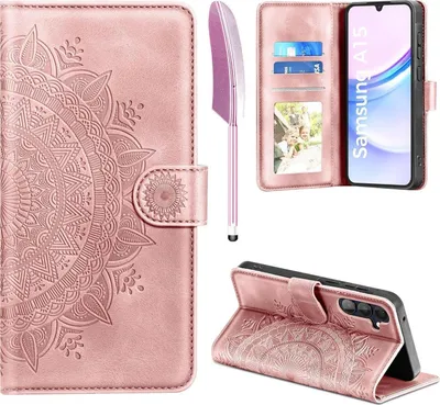 Produktbild von EASDNB Samsung Galaxy A15 5G/4G Flip Wallet Lederhülle Rosa