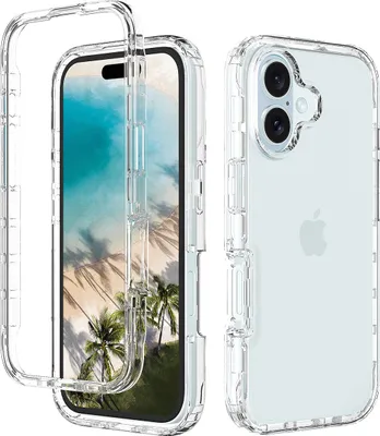 Immagine prodotto di Custodia per iPhone 16, copertura posteriore trasparente ibrida, paraurti in TPU robusto, custodia antiurto trasparente
