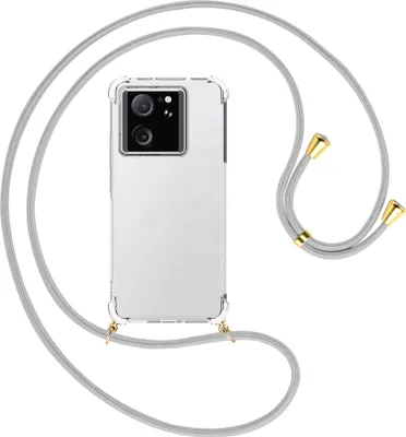 Produktbild von Handykette Backcover-Schutzhülle mit Band (Metall goldfarben) für Xiaomi 13T Pro (6.73'') - silbergrau