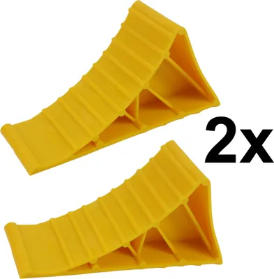 Immagine prodotto di 2x cuneo per ruote cuneo per ruote auto rimorchio caravan giallo