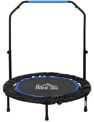 Produktbild von Fitness-Trampolin mit verstellbarem Griff | Farbe: Schwarz+Blau | Abmessungen: 102x102x99-123 cm