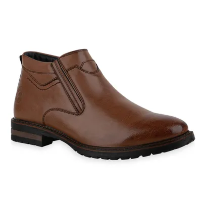 Produktbild von Mytrendshoe Herren Leicht Gefütterte Klassische Halbschuhe Profil-Sohle Schuhe 836006, Farbe: Hellbraun, Größe: 42