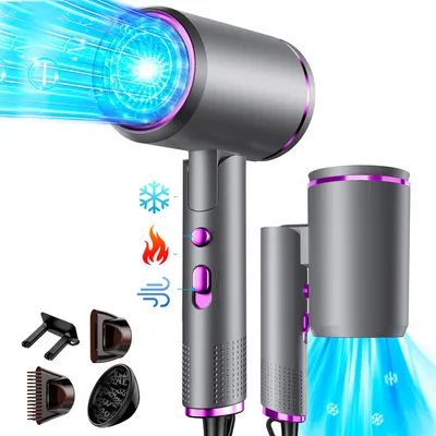 Produktbild von KUGI Haartrockner Föhn Ionen,klappbar,mit 3 Stylingdüse, 2500W, 6-Betriebsarten,Schnelltrocknen,Reiseföhn Hairdryer