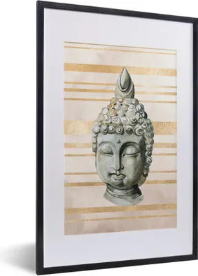 Produktbild von MuchoWow® MuchoWow® Gerahmtes Poster Buddha - Kopf - Steine 40x60 cm - Poster mit zchwarzem Bilderrahmen - Poster in Rahmen