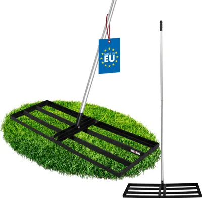 Produktbild von KOTARBAU® Hrábě na trávu 90 x 30 cm s násadou ocel 175 cm Hrábě na trávu na vyrovnávání trávníku Hrábě na trávu Hrábě na trávu z nerezové oceli Příslušenství na trávník