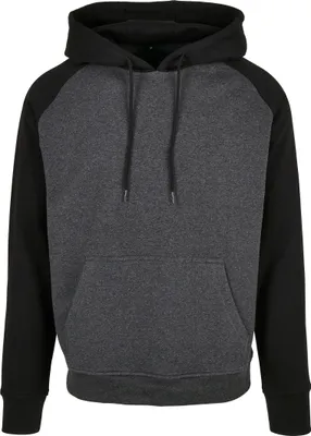 Produktbild von Build Your Brand Basic BB005 | Basic Raglan Hoody Kängurutasche - Farbe: Charcoal/Black - Größe: 5XL