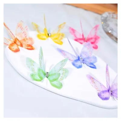 Produktbild von 20 Stück Schmetterlingsapplikationen aus Organza zum Nähen