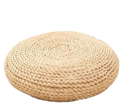 Immagine prodotto di Cuscino rotondo in paglia per yoga e meditazione - Tappetino spesso in stile tatami per uso domestico - Beige, 40x40 cm