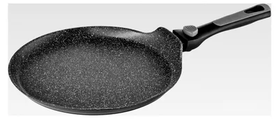 Produktbild von Crêpespfanne aus geschmiedetem Aluminium Ø32cm, Antihaftbeschichtung in Steinoptik, abnehmbarer Griff, für alle Herdarten, Schwarz