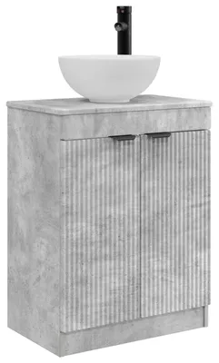Image de Armoire de salle de bain avec lavabo vidaXL, gris béton, 54 x 35 x 83 cm