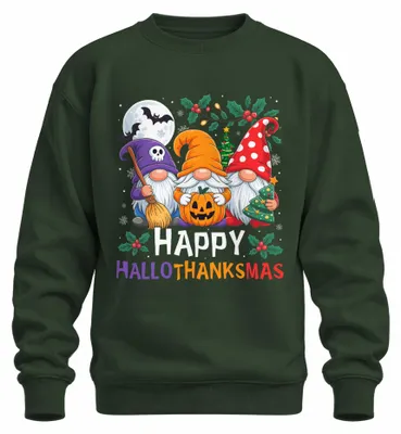 Obrázok produktu pre Veselé Vianoce, Halloween, Deň vďakyvzdania – mikina s motívom škriatka, farba: tmavozelená, veľkosť: XXL