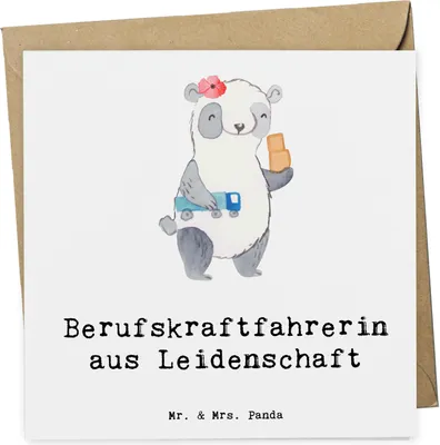 Produktbild von Mr. & Mrs. Panda Grußkarte Berufskraftfahrerin Leidenschaft - Weiß - Geschenk, doppelkarte, faltkarte, anlasskarte, Glückwunschkarte, Klappkarte