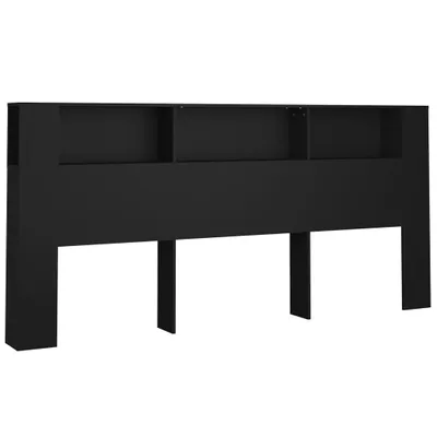Obrázok produktu pre vidaXL Čelo postele s policami čierne 220x18,5x104,5 cm