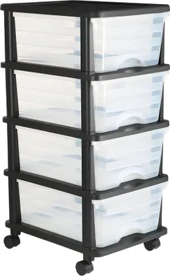 Immagine prodotto di Carrello portaoggetti in plastica a 4 cassetti Organizer portaoggetti con ruote