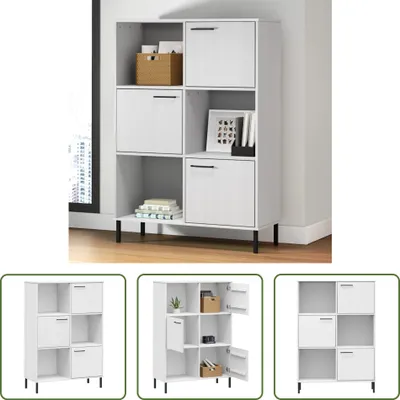 Produktbild von The Living Store Bücherregal OSLO mit Metallbeinen Weiß 90x35x128,5cm Massivholz