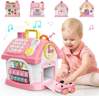 Image de Jeux Montessori pour enfants de 1 an - 1 jouet éducatif avec une horloge musicale et un téléphone - Jouet interactif pour enfants de 1 an