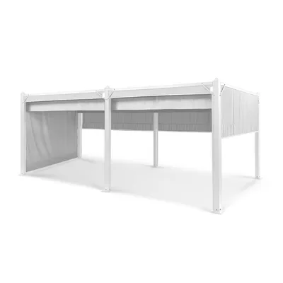 Produktbild von Blumfeldt Pavillon altánok 3x6 m, kovový altánok z nehrdzavejúcej ocele so sťahovacou strechou a bočnými stenami, vodotesný altánok, stabilný a odolný voči zime, odolná pergola voľne stojaca, záhradný altánok s UV ochranou