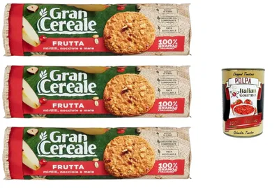 Produktbild von Italian Gourmet Früchtekekse mit Getreide 3 x 230 g – Knusprige Kekse mit Beeren, Haselnüssen und Apfel, reich an Ballaststoffen + Italian Gourmet Polpa