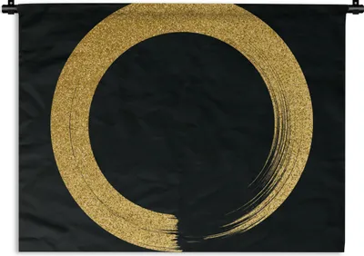 Produktbild von MuchoWow® Wandteppich Wandbehang Kreis aus goldenem Glitter auf schwarzem Hintergrund 60x45 cm Tapisserie Dekoration Wandtuch - Das Schlafzimmer