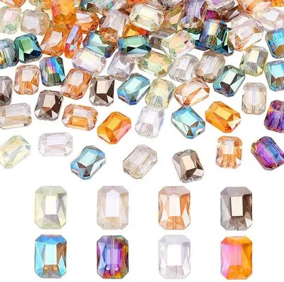 Produktbild von Gläserne Abstandskralen für Sieraden und Basteln, 104 Stück, gefacettet, flach