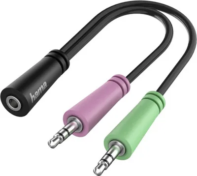 Immagine prodotto di Adattatore audio Hama, 2x spina jack 3,5 mm - cuffie jack 4 pin 3,5 mm