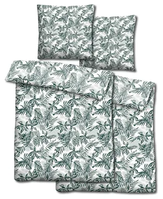 Productafbeelding van Dubbeldekenset CloudComfort Basic, microvezel, groene bladeren, 135 x 200 cm + 80 x 80 cm