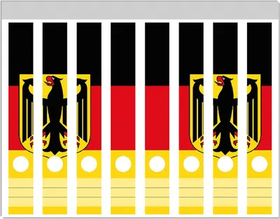 Produktbild von Wallario Ordnerrücken Sticker, selbstklebend für schmale Ordner, 8 Stück, Motiv Deutsche Flagge mit Wappen