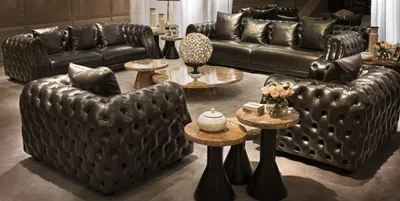 Obrázok produktu pre Dizajnová sedacia súprava Chesterfield, sedačka, pohovka, sedacia súprava, zostava 3+2+1 miest